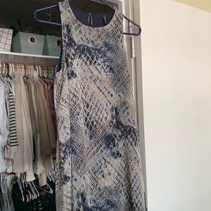 Navy blue and tans shift dress
